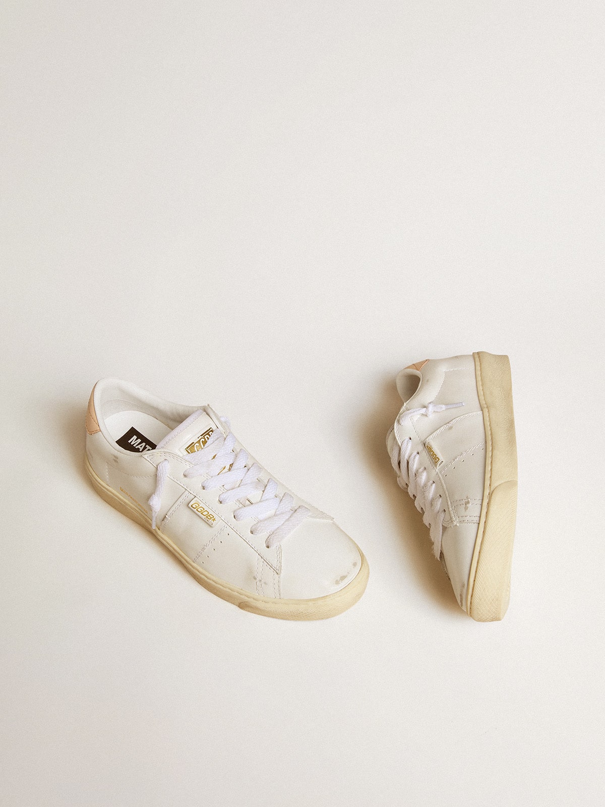 Matchstar in leather with peach pink heel tab - Golden Goose Women