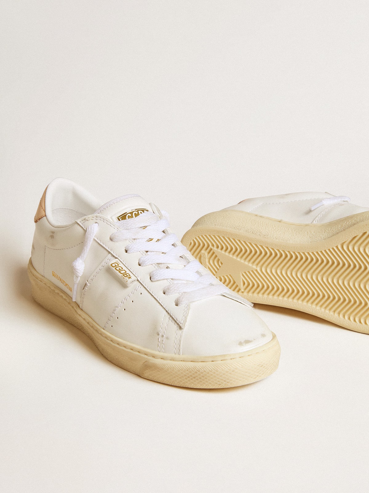Matchstar in leather with peach pink heel tab - Golden Goose Women