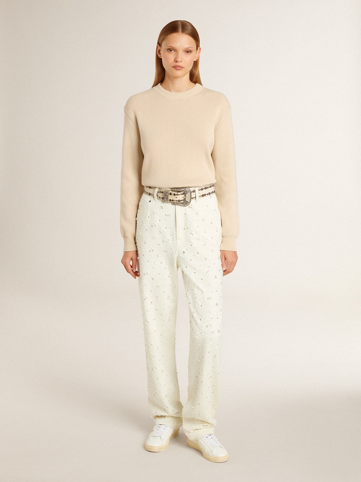 Matchstar in leather with peach pink heel tab - Golden Goose Women