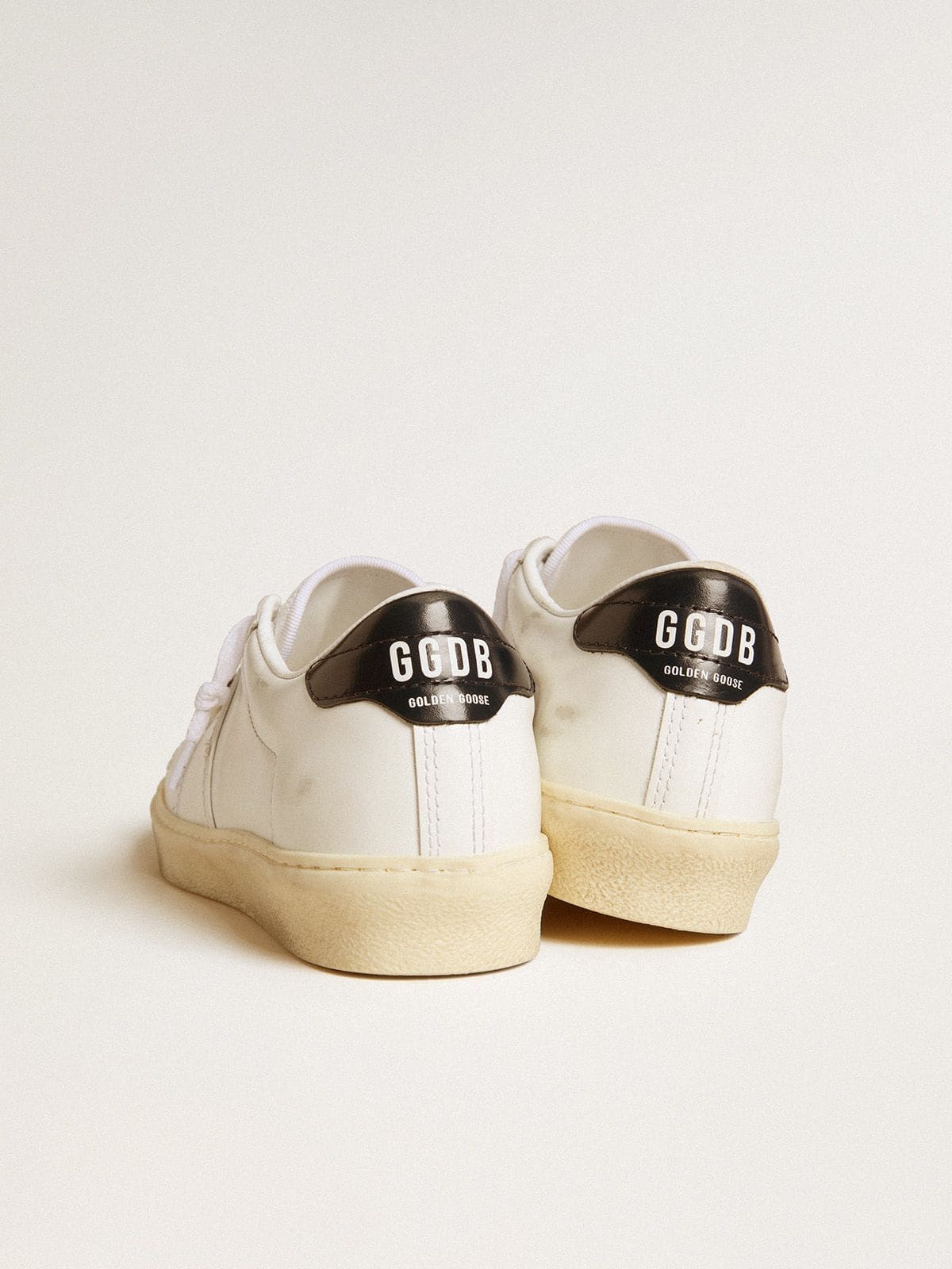 Women's Matchstar in white leather with dark blue leather heel tab - Golden Goose Women
