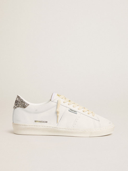 Matchstar in white leather with silver glitter heel tab - Golden Goose Women