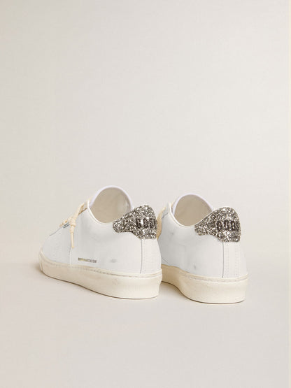 Matchstar in white leather with silver glitter heel tab - Golden Goose Women