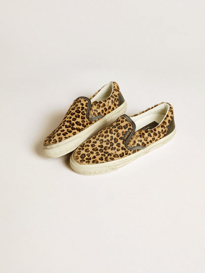Women's VCE Penstar in leopard-print pony skin with black leather heel tab - Golden Goose Women