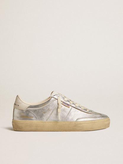 Soul Star in metallic silver leather with white leather heel tab - Golden Goose Women