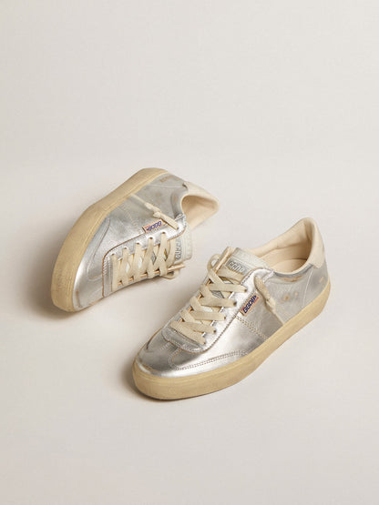 Soul Star in metallic silver leather with white leather heel tab - Golden Goose Women
