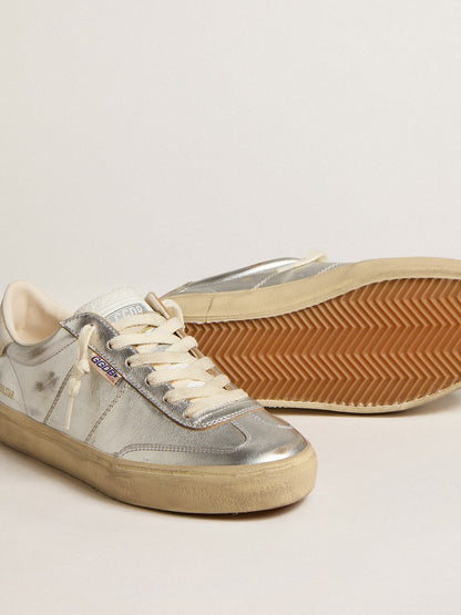 Soul Star in metallic silver leather with white leather heel tab - Golden Goose Women
