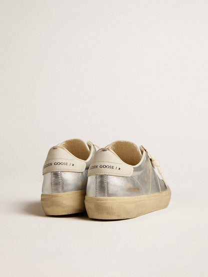 Soul Star in metallic silver leather with white leather heel tab - Golden Goose Women