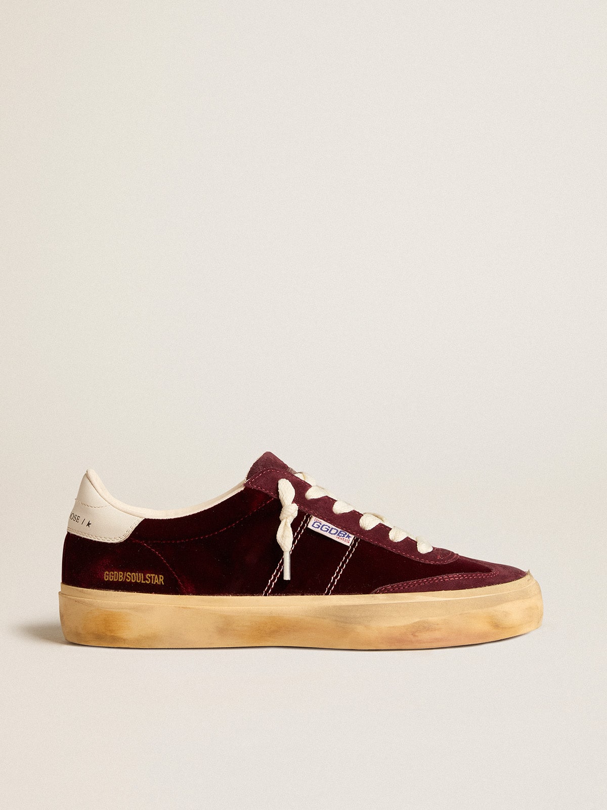 Soul Star in burgundy velvet with white leather heel tab - Golden Goose Women