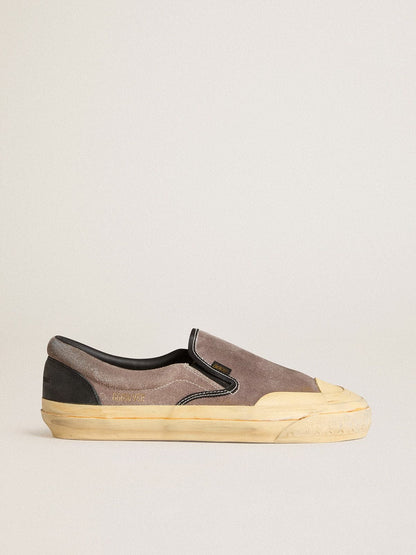 Women's VCE Penstar in dove-gray suede with black leather heel tab - Golden Goose Women
