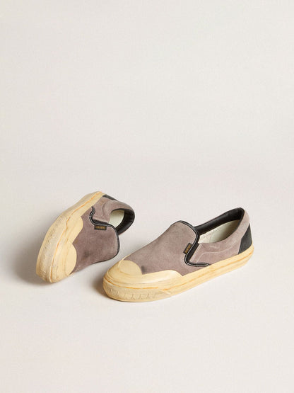 Women's VCE Penstar in dove-gray suede with black leather heel tab - Golden Goose Women
