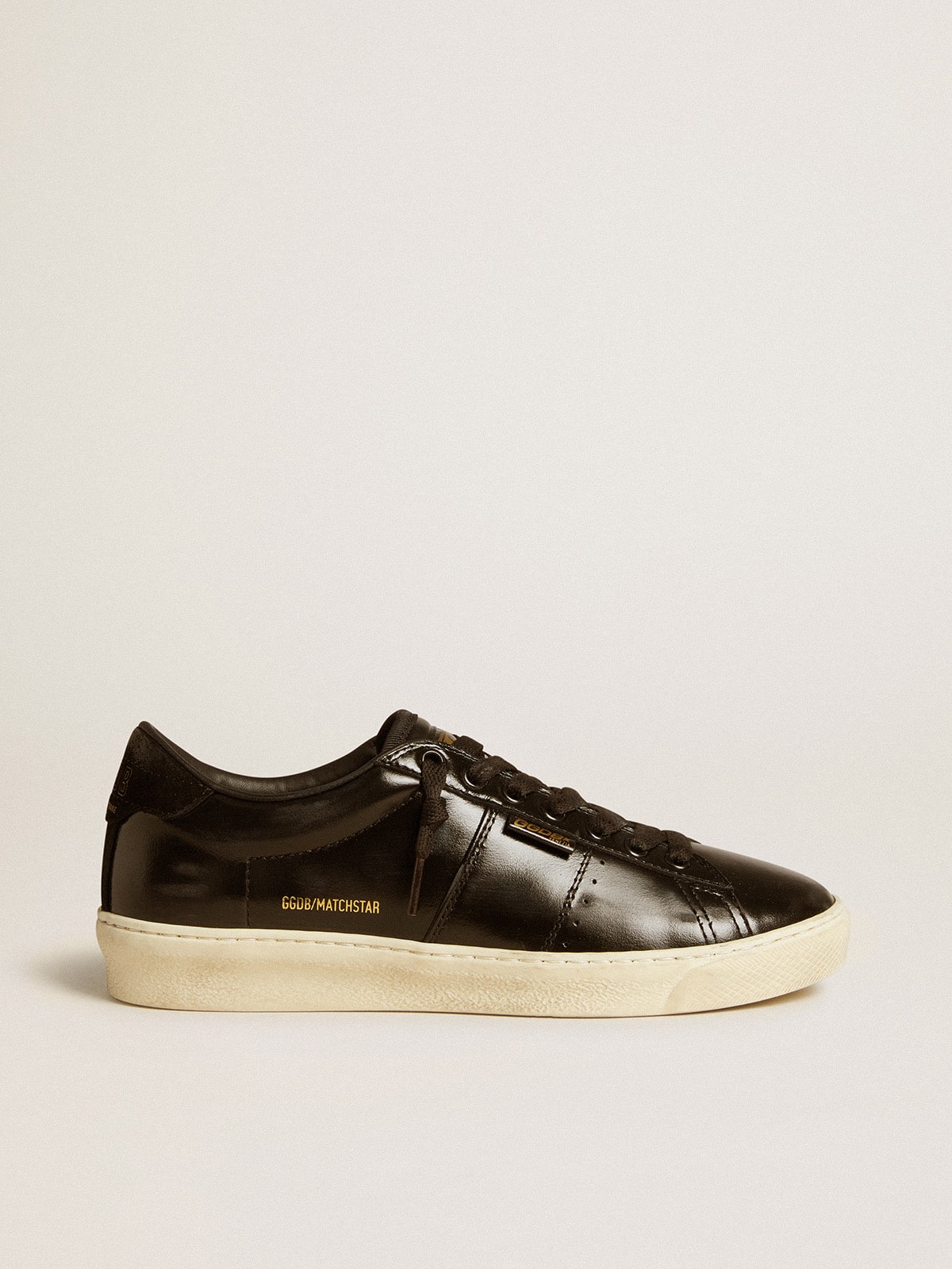Women's Matchstar in black leather with black suede heel tab - Golden Goose Women