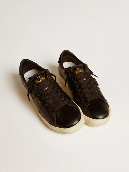 Women's Matchstar in black leather with black suede heel tab - Golden Goose Women