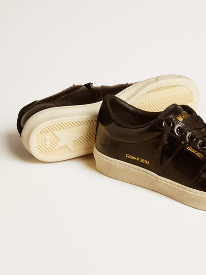 Women's Matchstar in black leather with black suede heel tab - Golden Goose Women