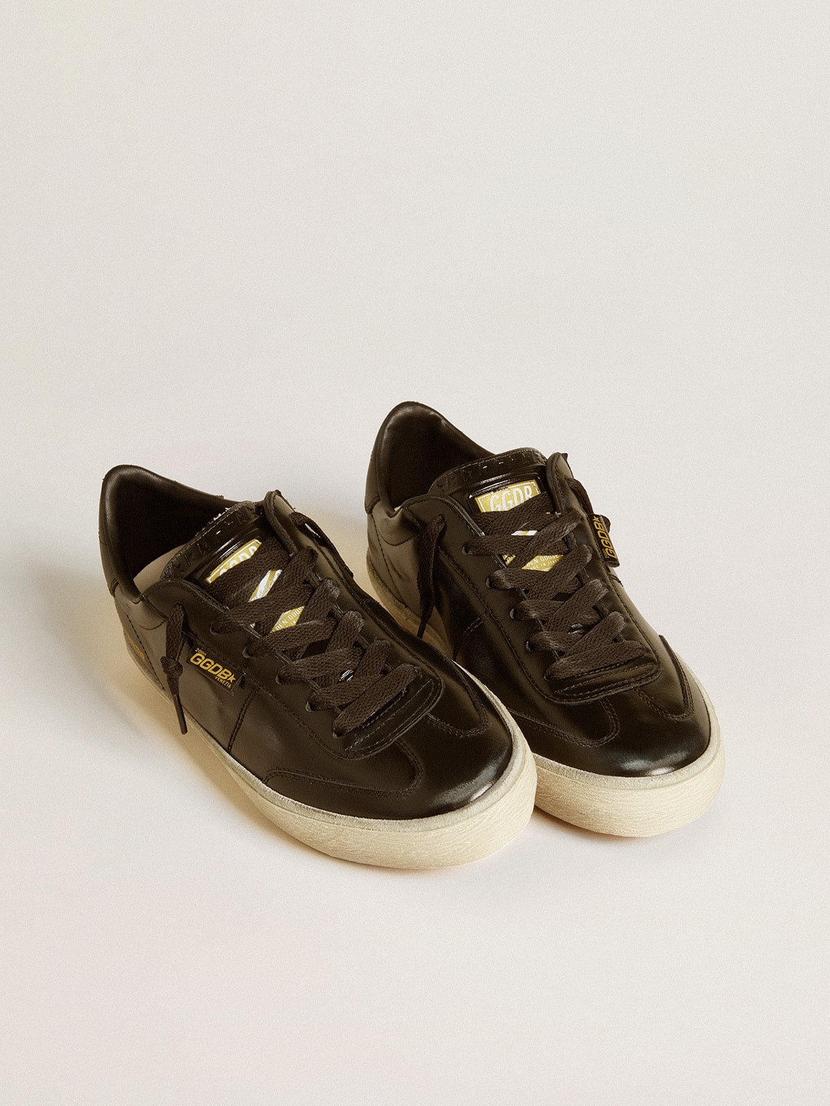Women's Soul Star in black patent leather with black leather heel tab - Golden Goose Women
