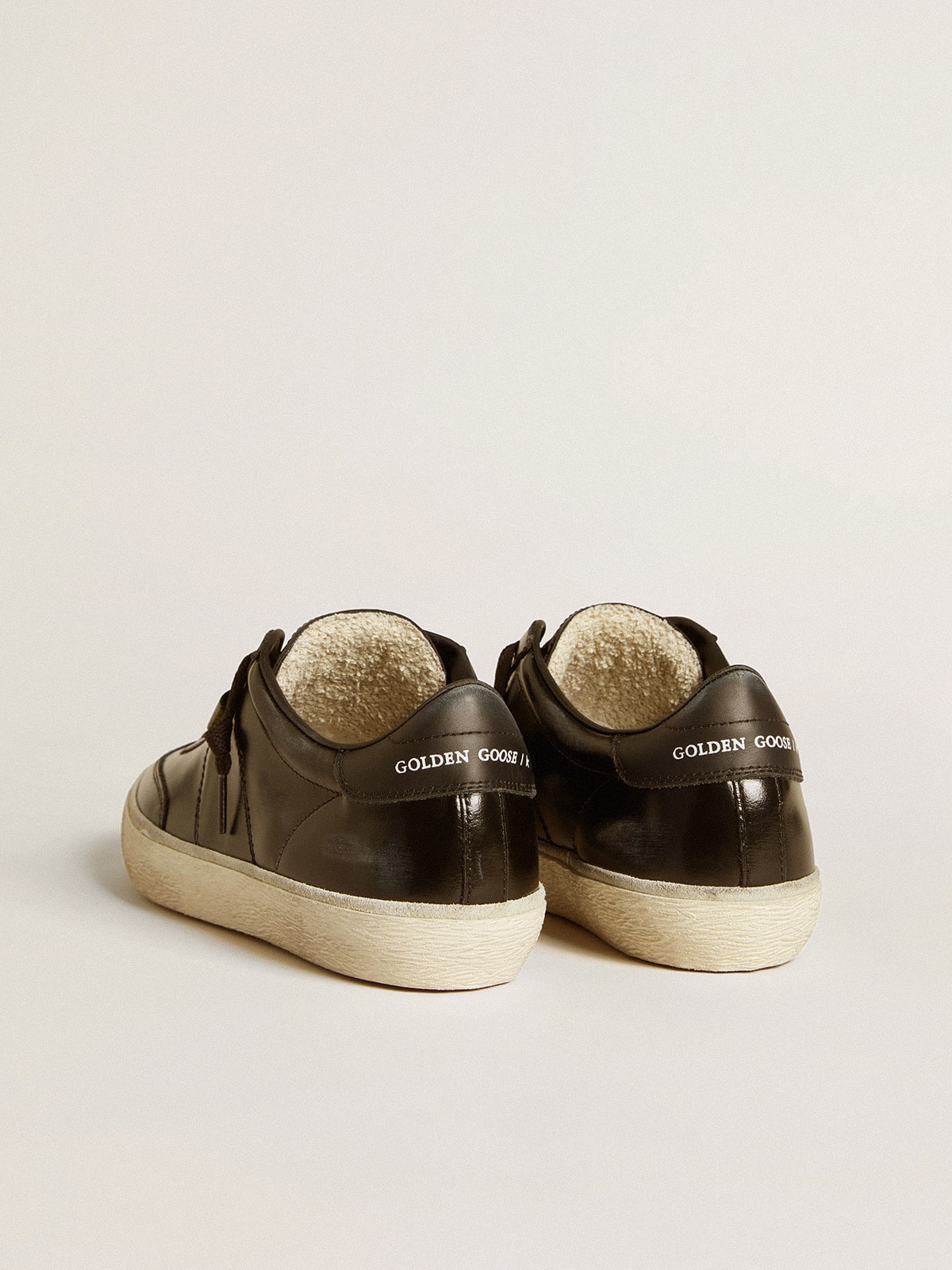 Women's Soul Star in black patent leather with black leather heel tab - Golden Goose Women