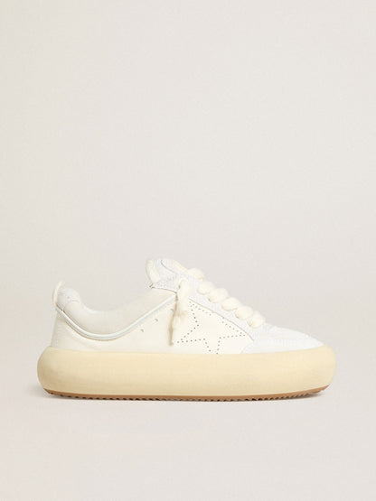 Women's Space-Star Cube in white leather with perforated star - Golden Goose Women