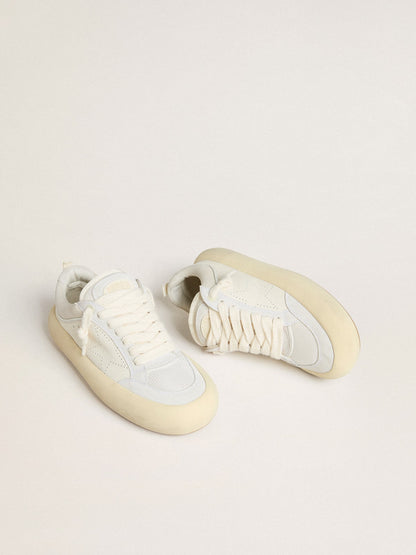Women's Space-Star Cube in white leather with perforated star - Golden Goose Women
