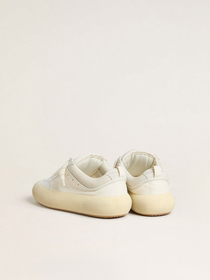 Women's Space-Star Cube in white leather with perforated star - Golden Goose Women