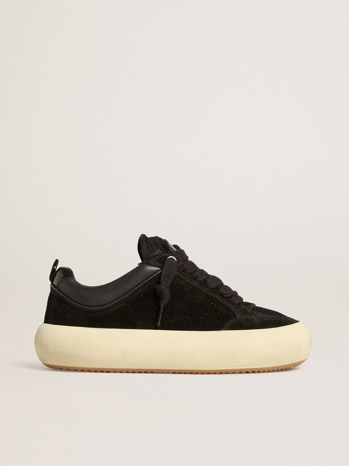 Women's Space-Star Cube in black suede with perforated star - Golden Goose Women
