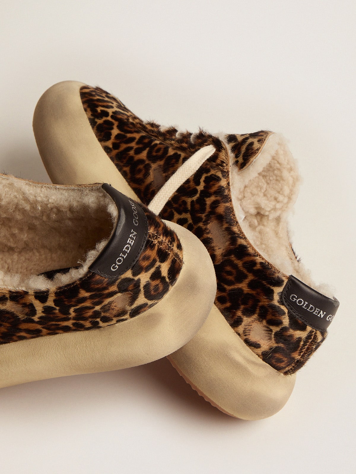 Women's Space-Star shoes in animal-print pony skin with shearling lining - Golden Goose Women