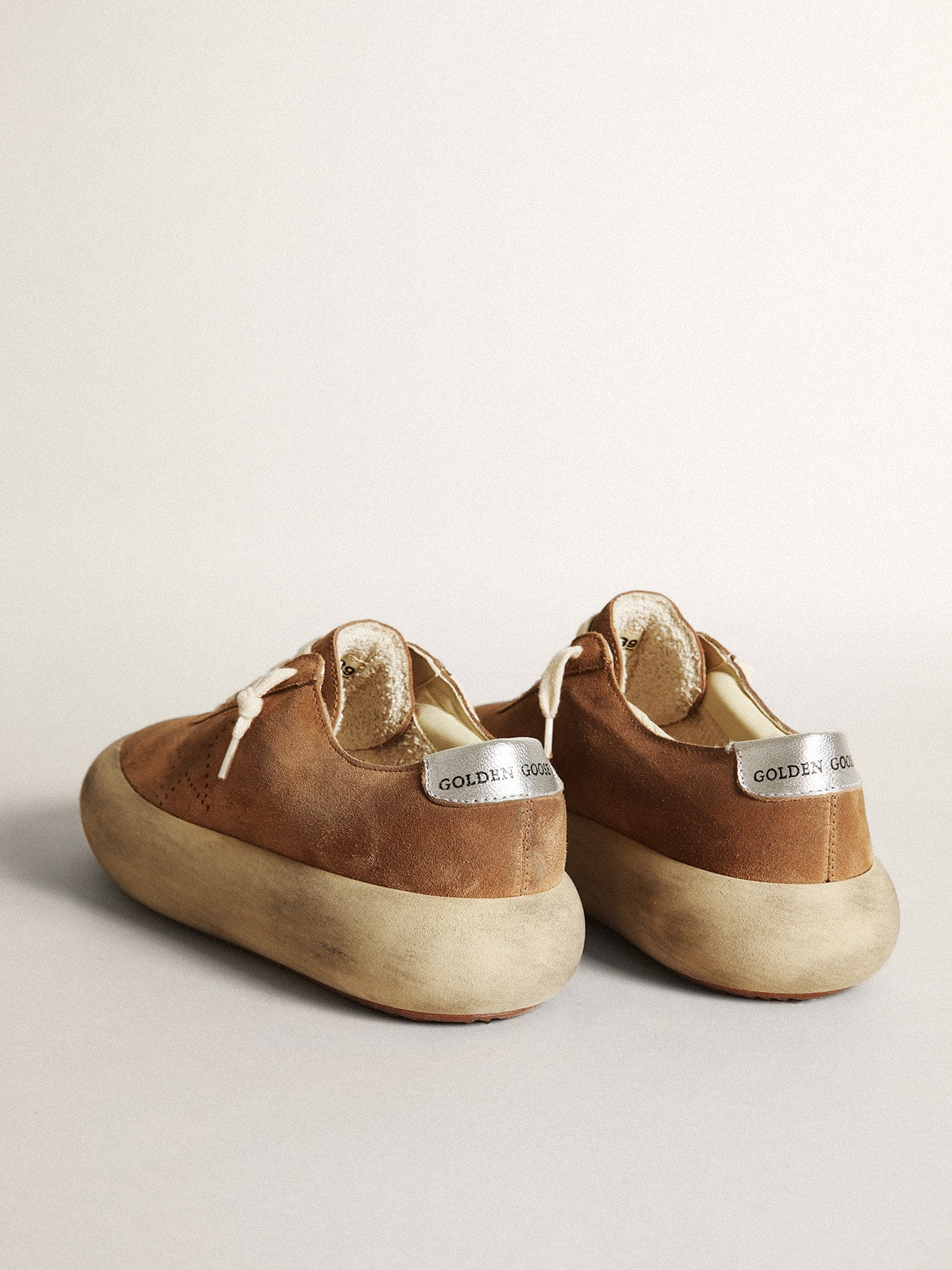 Women's Space-Star in tobacco-colored suede with perforated star - Golden Goose Women