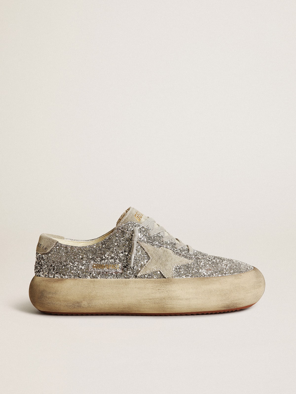 Women's Space-Star in silver glitter with ice-gray star - Golden Goose Women