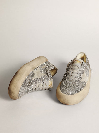 Women's Space-Star in silver glitter with ice-gray star - Golden Goose Women