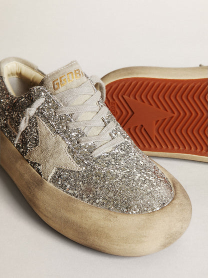 Women's Space-Star in silver glitter with ice-gray star - Golden Goose Women