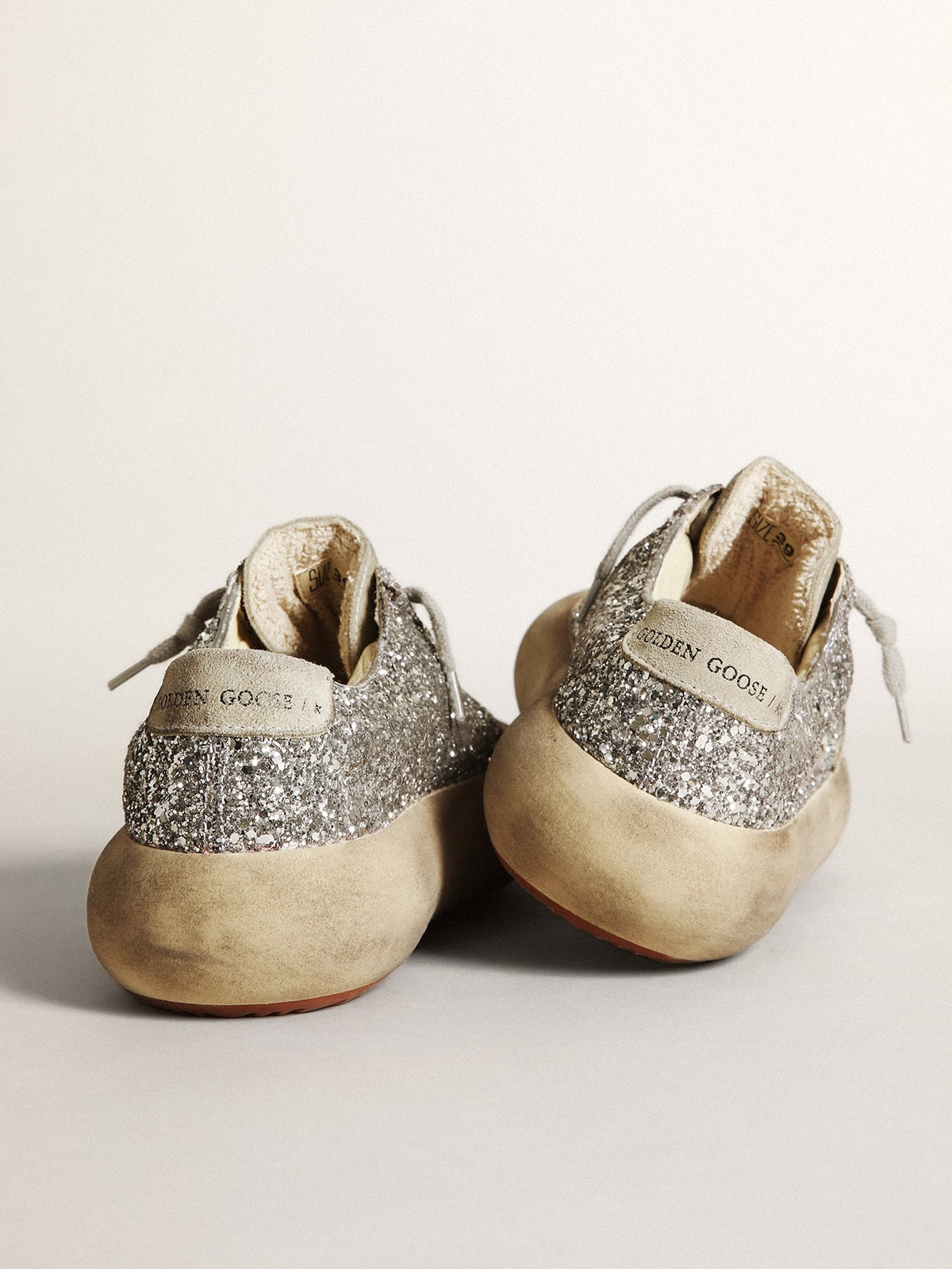 Women's Space-Star in silver glitter with ice-gray star - Golden Goose Women