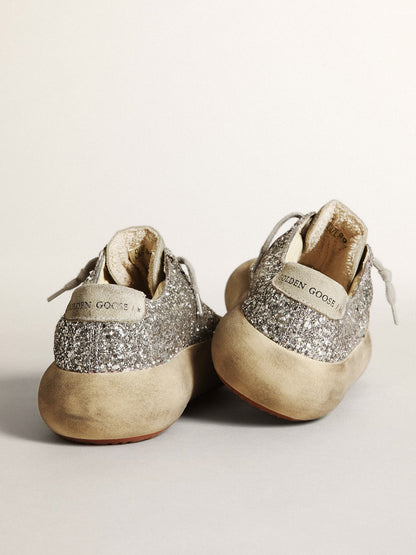 Women's Space-Star in silver glitter with ice-gray star - Golden Goose Women