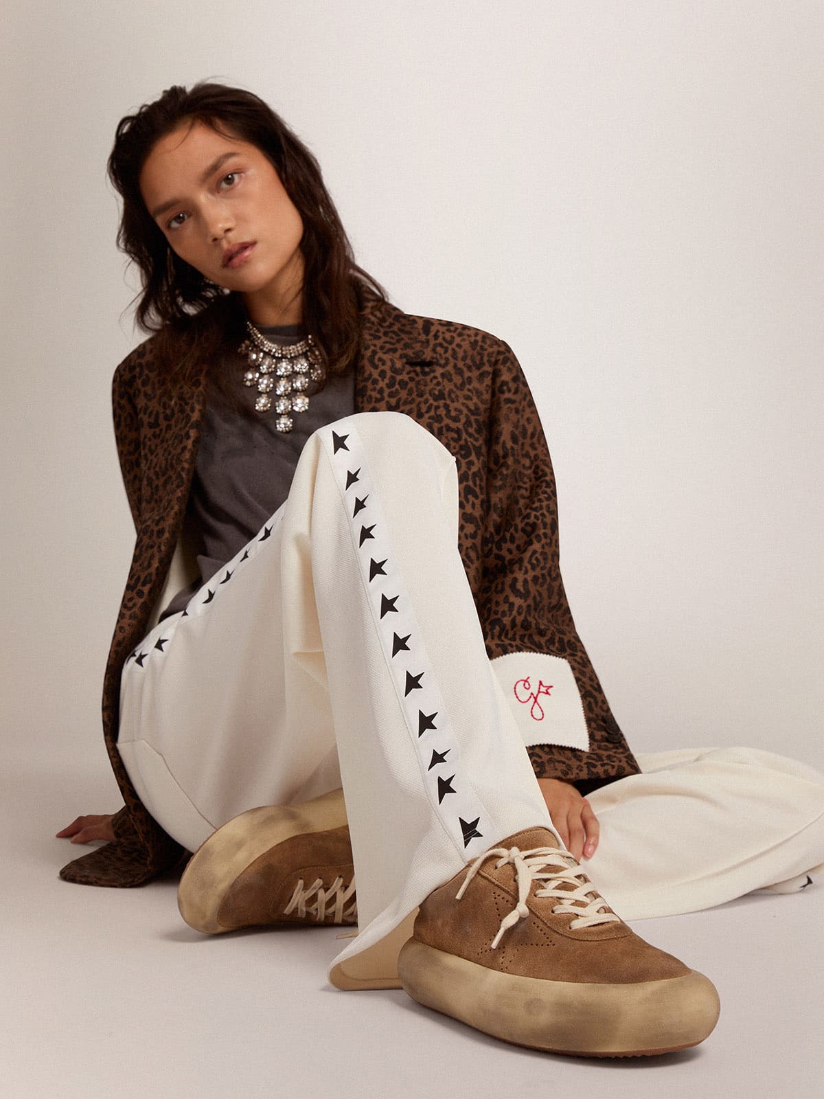 Women's Space-Star shoes in tobacco-colored suede with shearling lining - Golden Goose Women