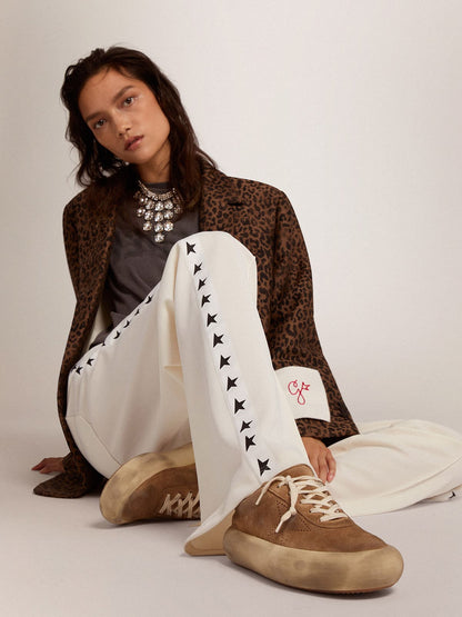 Women's Space-Star shoes in tobacco-colored suede with shearling lining - Golden Goose Women