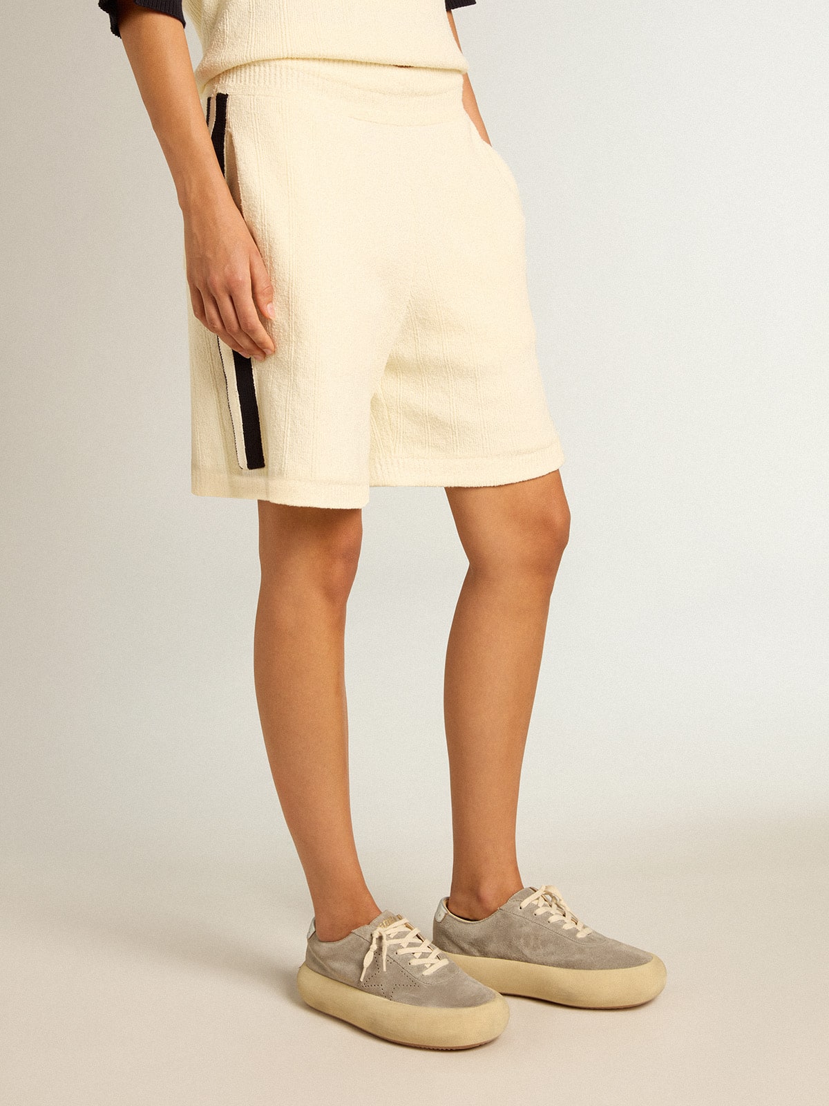Women's Space-Star shoes in ice-gray suede with perforated star - Golden Goose Women