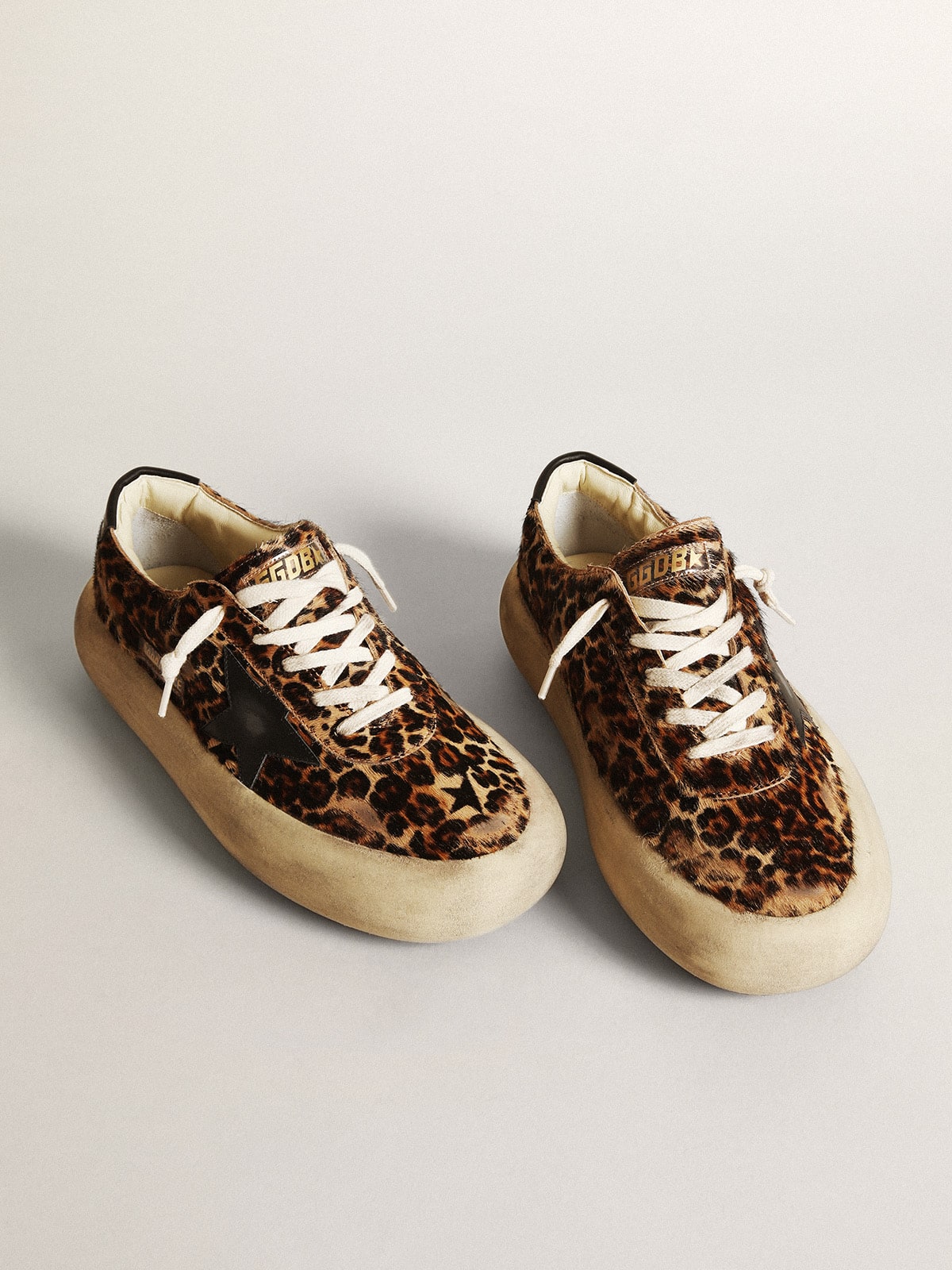 Women's Space-Star in leopard print pony skin with black star - Golden Goose Women