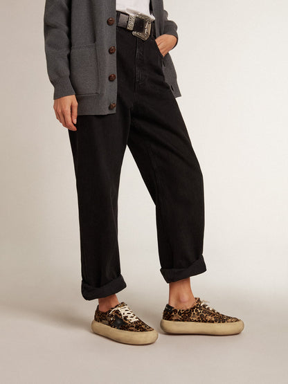 Women's Space-Star in leopard print pony skin with black star - Golden Goose Women