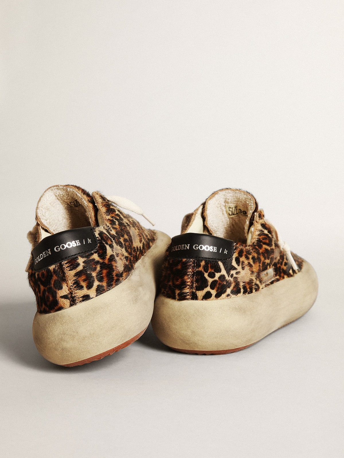 Women's Space-Star in leopard print pony skin with black star - Golden Goose Women