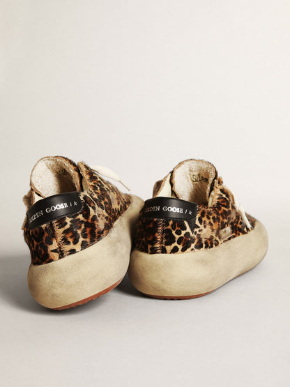 Women's Space-Star in leopard print pony skin with black star - Golden Goose Women