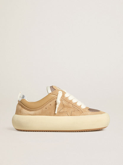 Women's Space-Star Cube in tobacco suede with perforated star - Golden Goose Women