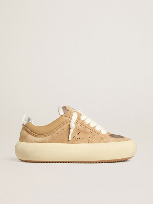 Women's Space-Star Cube in tobacco suede with perforated star - Golden Goose Women