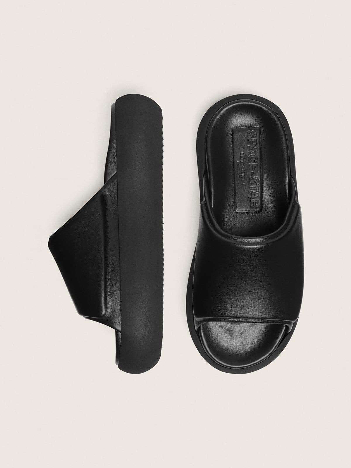 Women's Space-Star slip-ons in black leather - Golden Goose Women