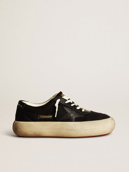 Women's Space-Star shoes in black nylon with black leather star and heel tab - Golden Goose Women