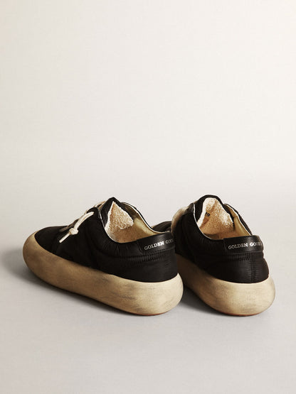 Women's Space-Star shoes in black nylon with black leather star and heel tab - Golden Goose Women