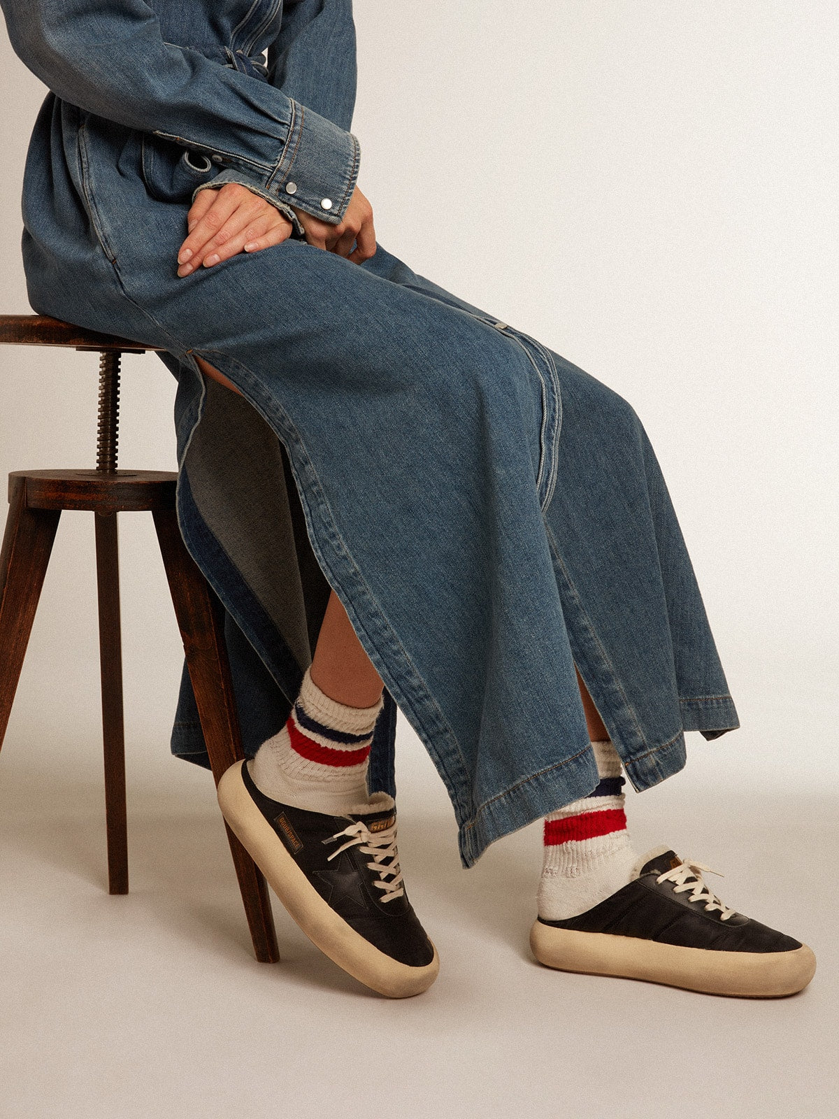 Women's Space-Star Sabots with leather star and shearling lining - Golden Goose Women
