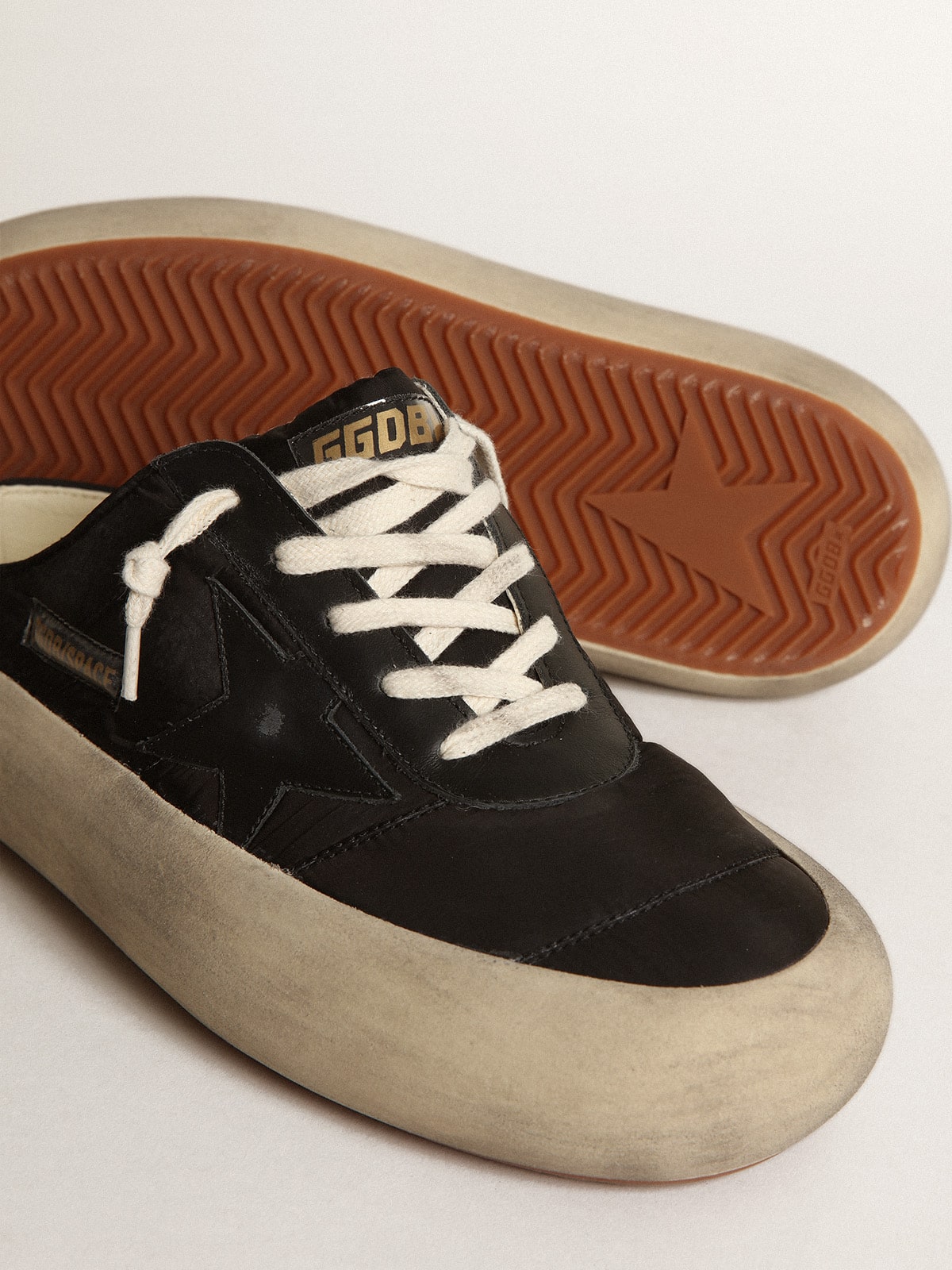Women's Space-Star Sabots with leather star and shearling lining - Golden Goose Women