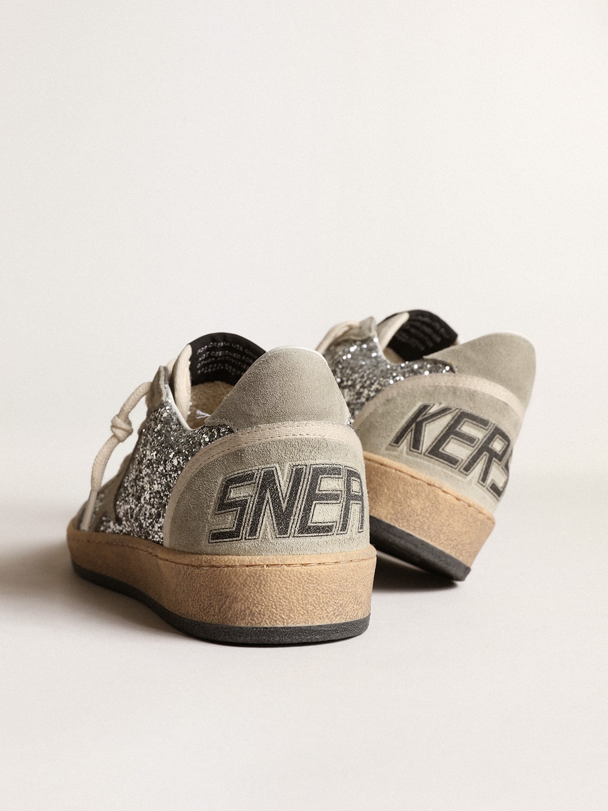 Women’s Ball Star in silver glitter with ice-gray suede inserts - Golden Goose Women