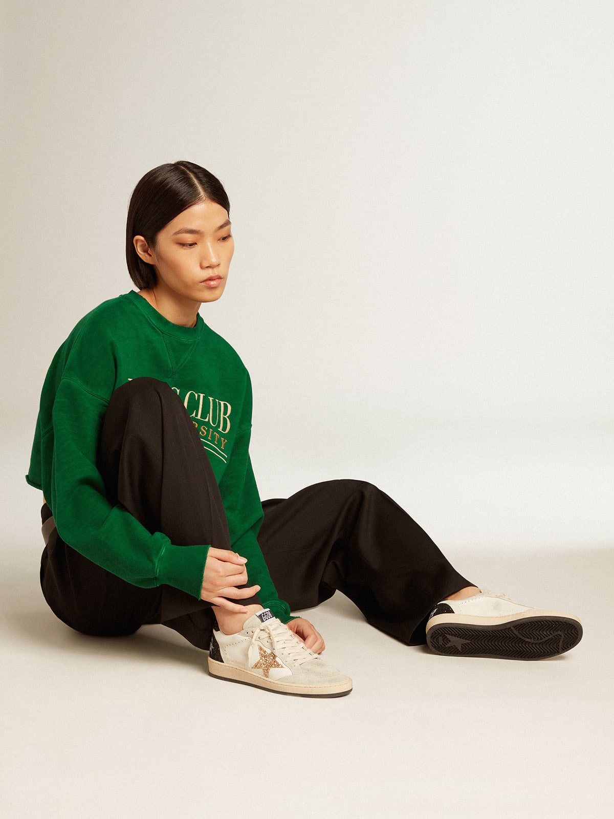 Women’s Ball Star  in nappa and suede with glitter star and black heel tab - Golden Goose Women