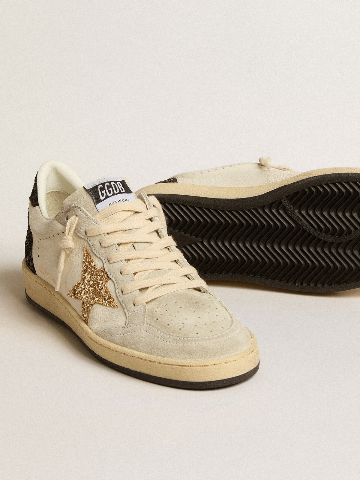 Women’s Ball Star  in nappa and suede with glitter star and black heel tab - Golden Goose Women