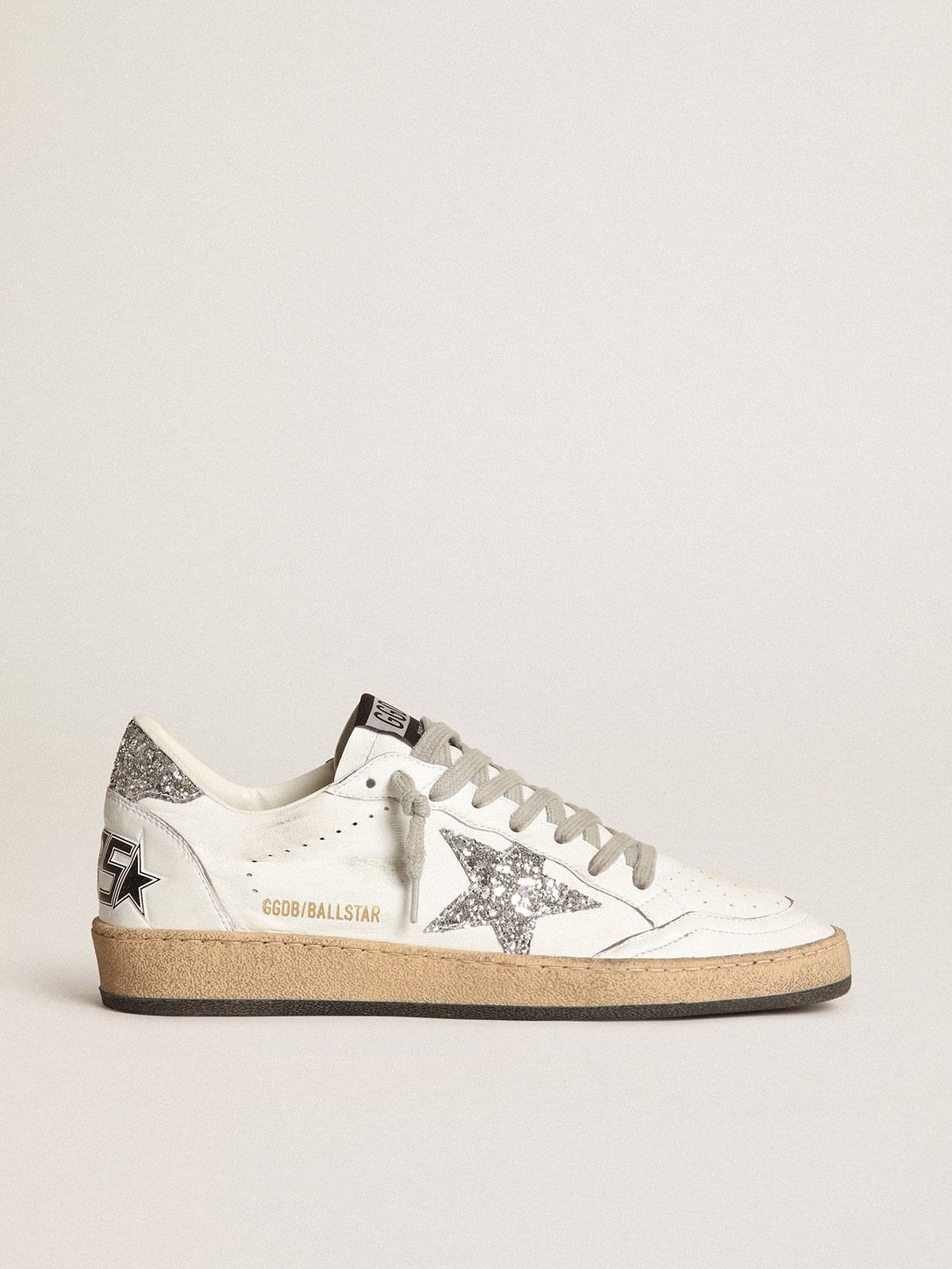 Women's Ball Star in nappa with white star and glitter heel tab - Golden Goose Women