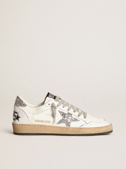 Women's Ball Star in nappa with white star and glitter heel tab - Golden Goose Women