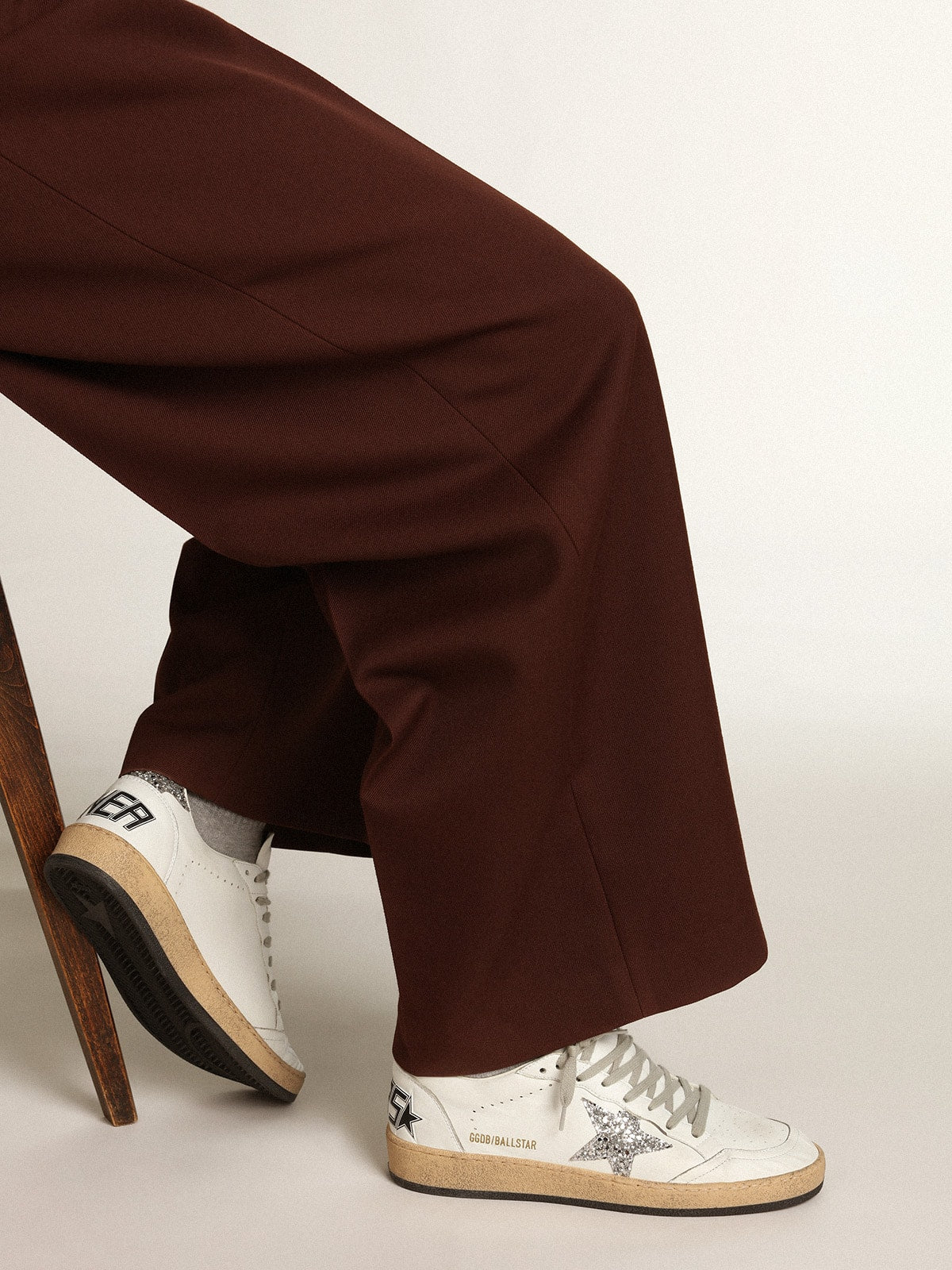 Women's Ball Star in nappa with white star and glitter heel tab - Golden Goose Women
